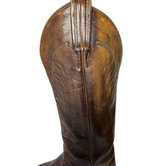 Vintage Brown Leather Black Label Tony Lama Cowboy Boots Men\'s Size 9 main image 10